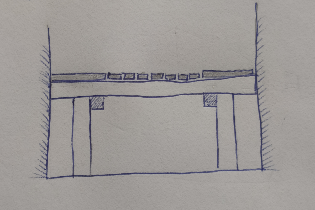 Conceptual design of the bed frame. Front view.