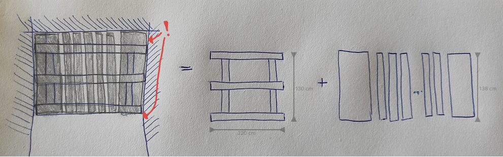 Conceptual design of the bed frame. Top view.